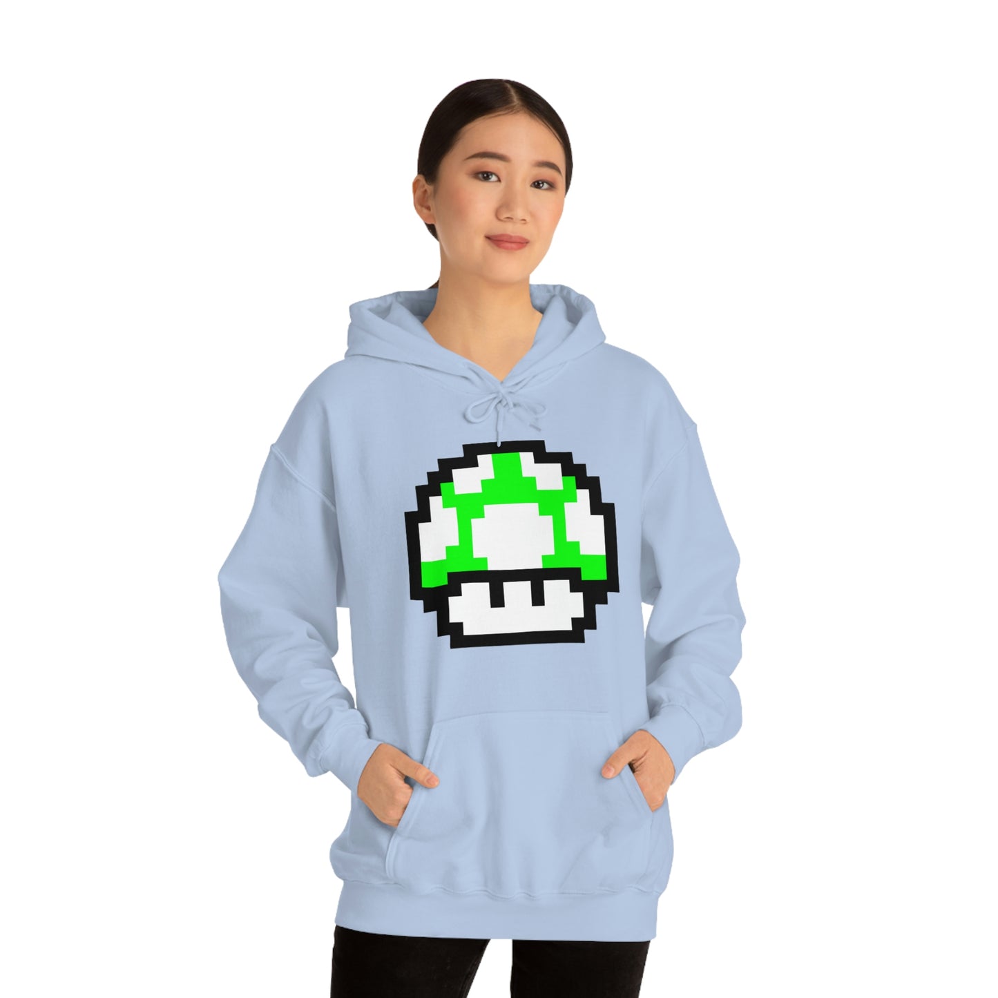 Mushroom 1UP 8 Bit Retro Style Unisex Hooded Sweatshirt