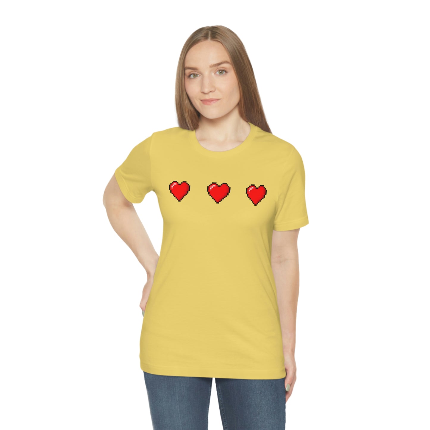 Hearts 8 Bit Style Unisex Jersey Short Sleeve Tee