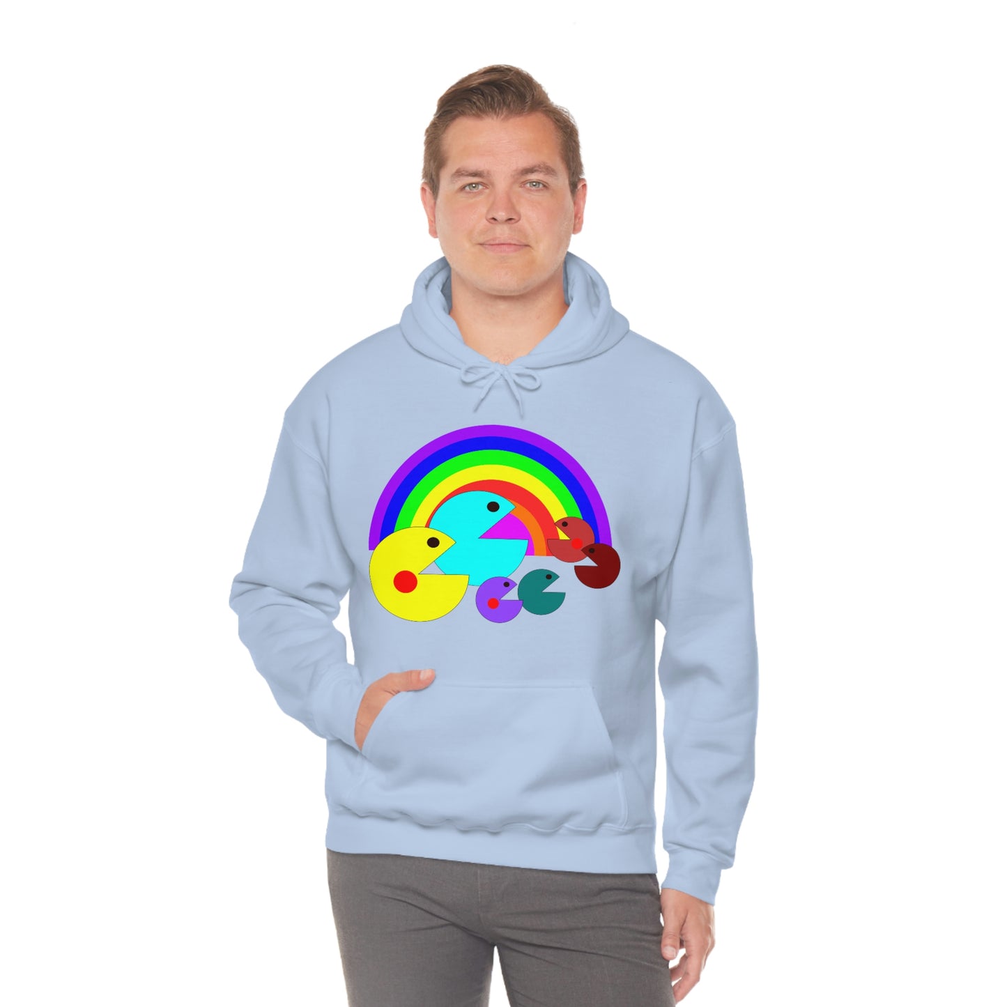 Pac Man Style Ranbow Unisex Hooded Sweatshirt