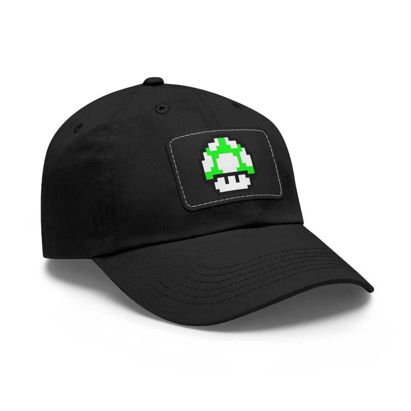 Mushroom 1 UP 8 Bit Style Dad Hat with Leather Patch