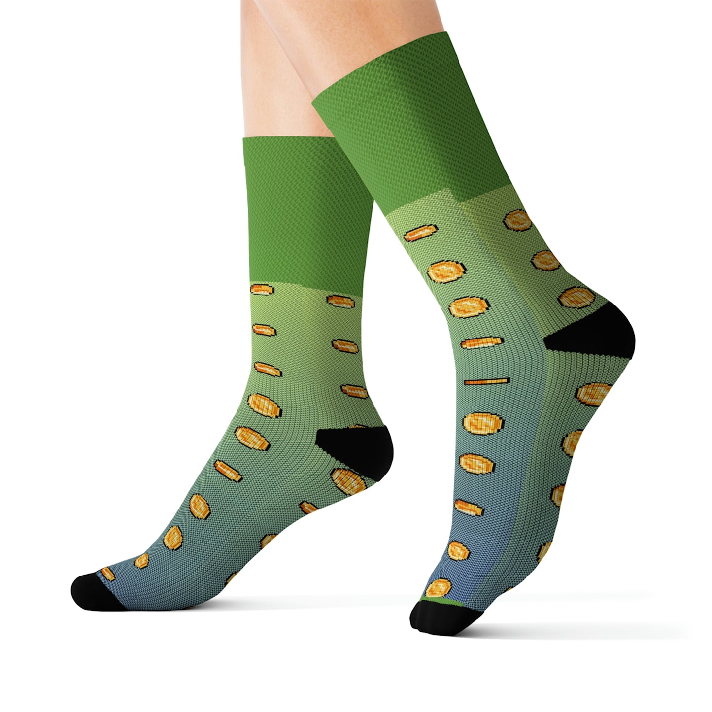 Video Game Coins Style Background Sublimation Socks