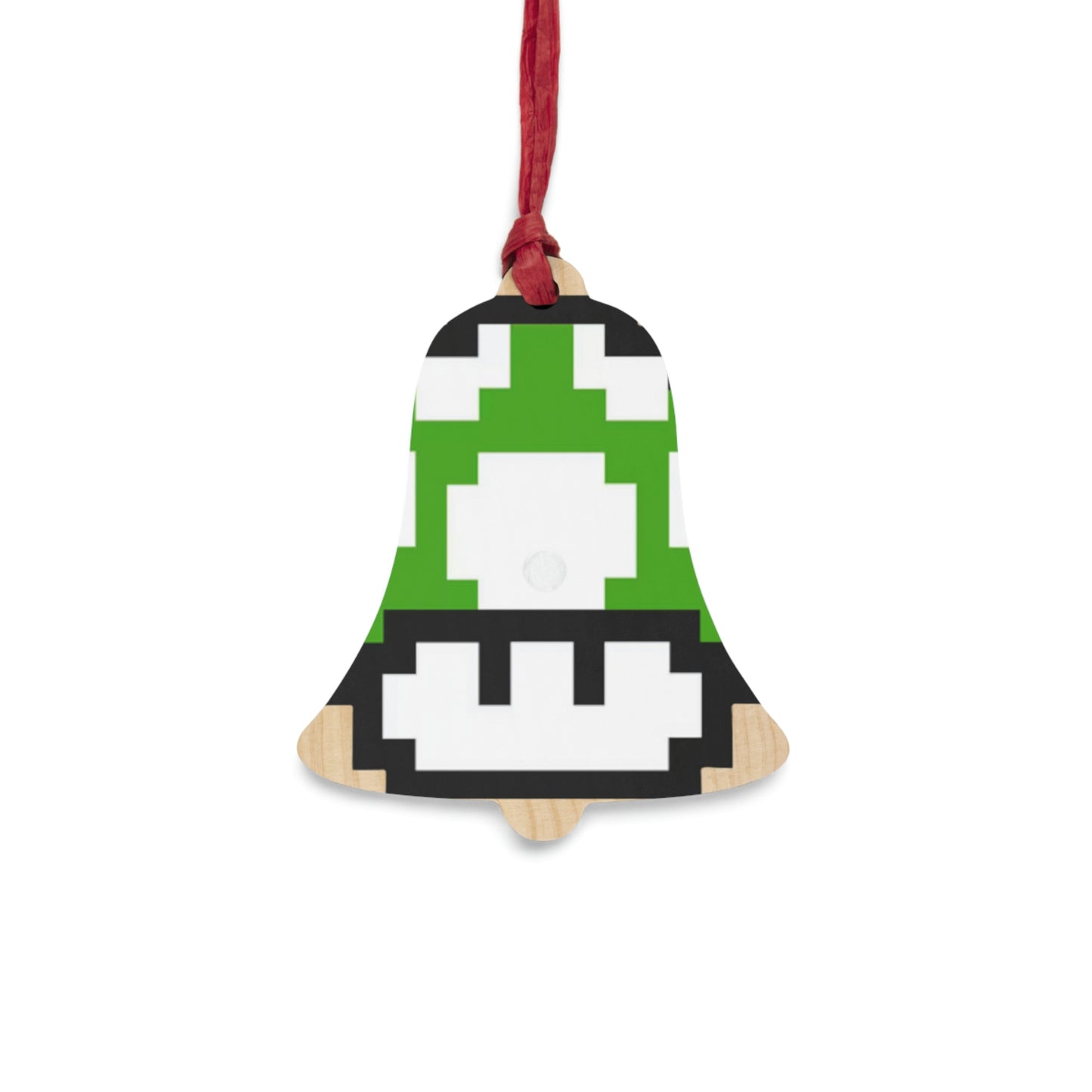 Retro Mushroom Red & Green 8 Bit Wooden Ornaments