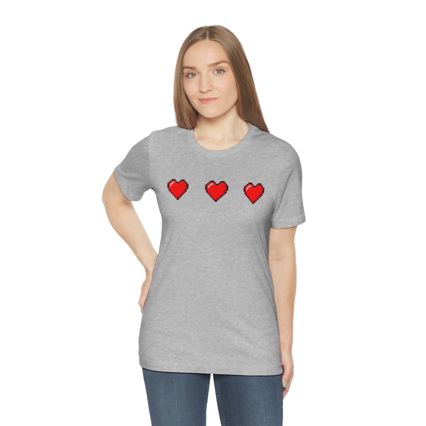 Hearts 8 Bit Style Unisex Jersey Short Sleeve Tee