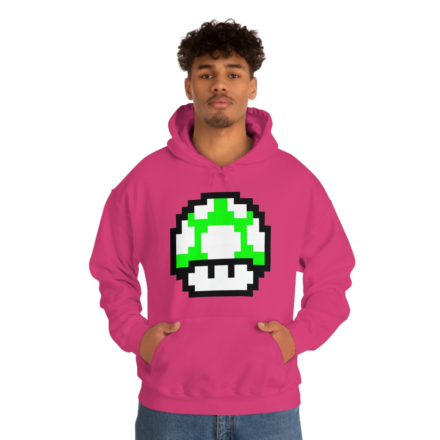 Mushroom 1UP 8 Bit Retro Style Unisex Hooded Sweatshirt