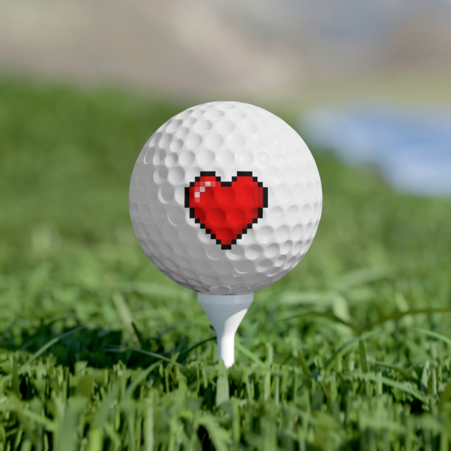 Hearts 8 Bit Style Golf Balls, 6pcs