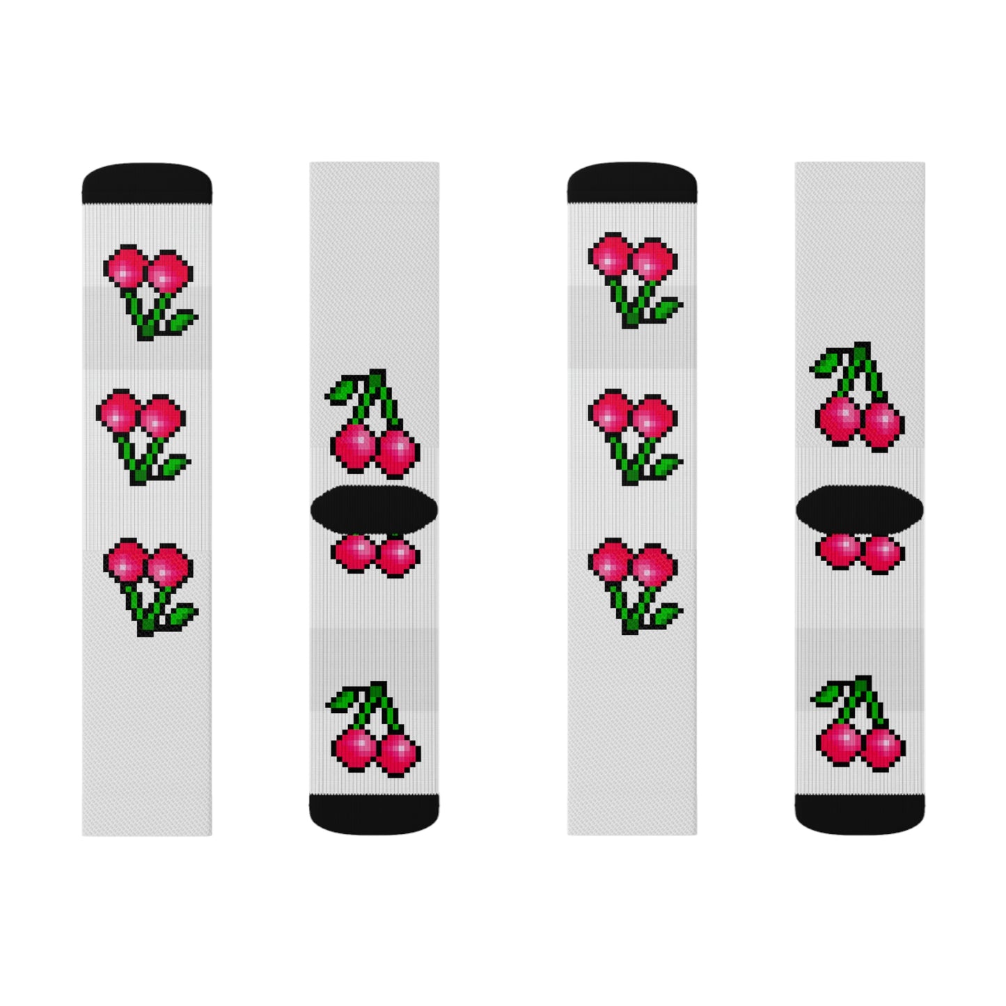 Retro 8 Bit Cherries Style Background Sublimation Socks