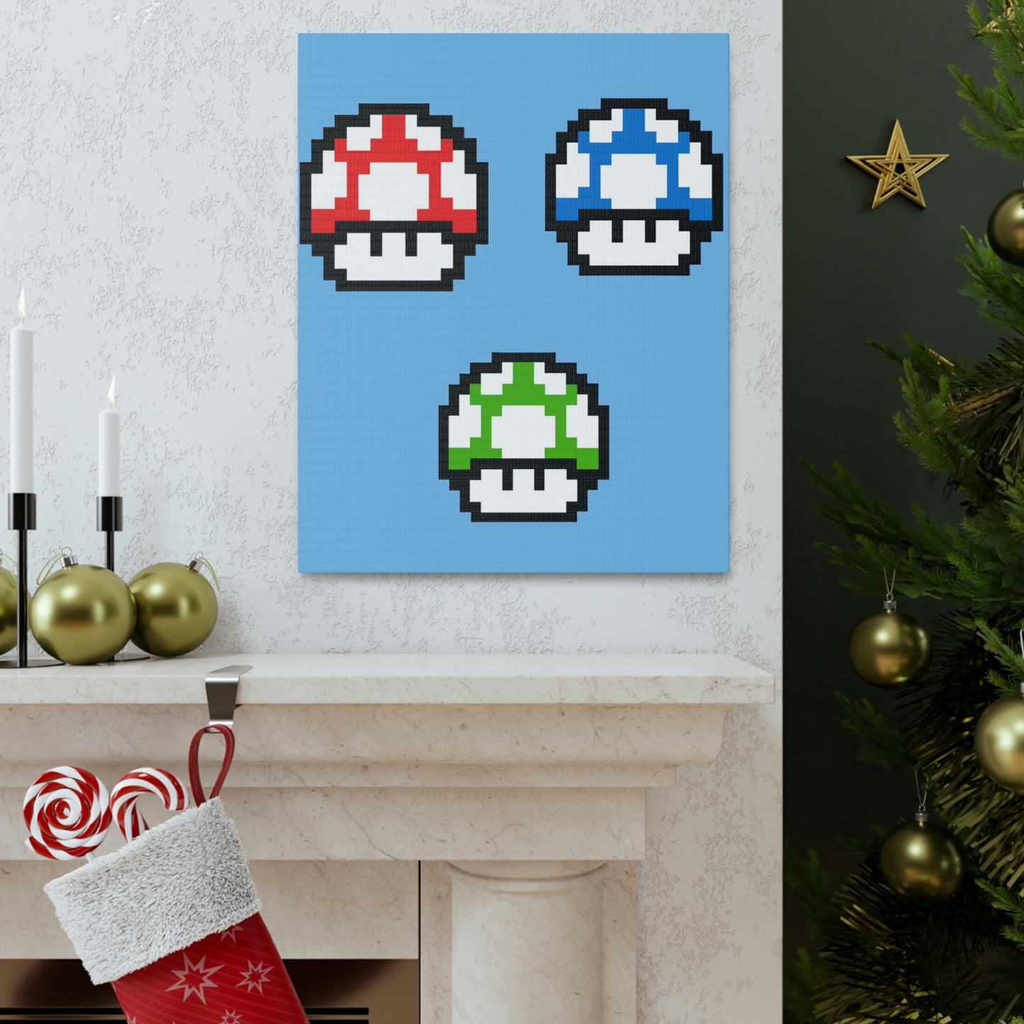 Mushroom 8 Bit Style Canvas Gallery Wraps