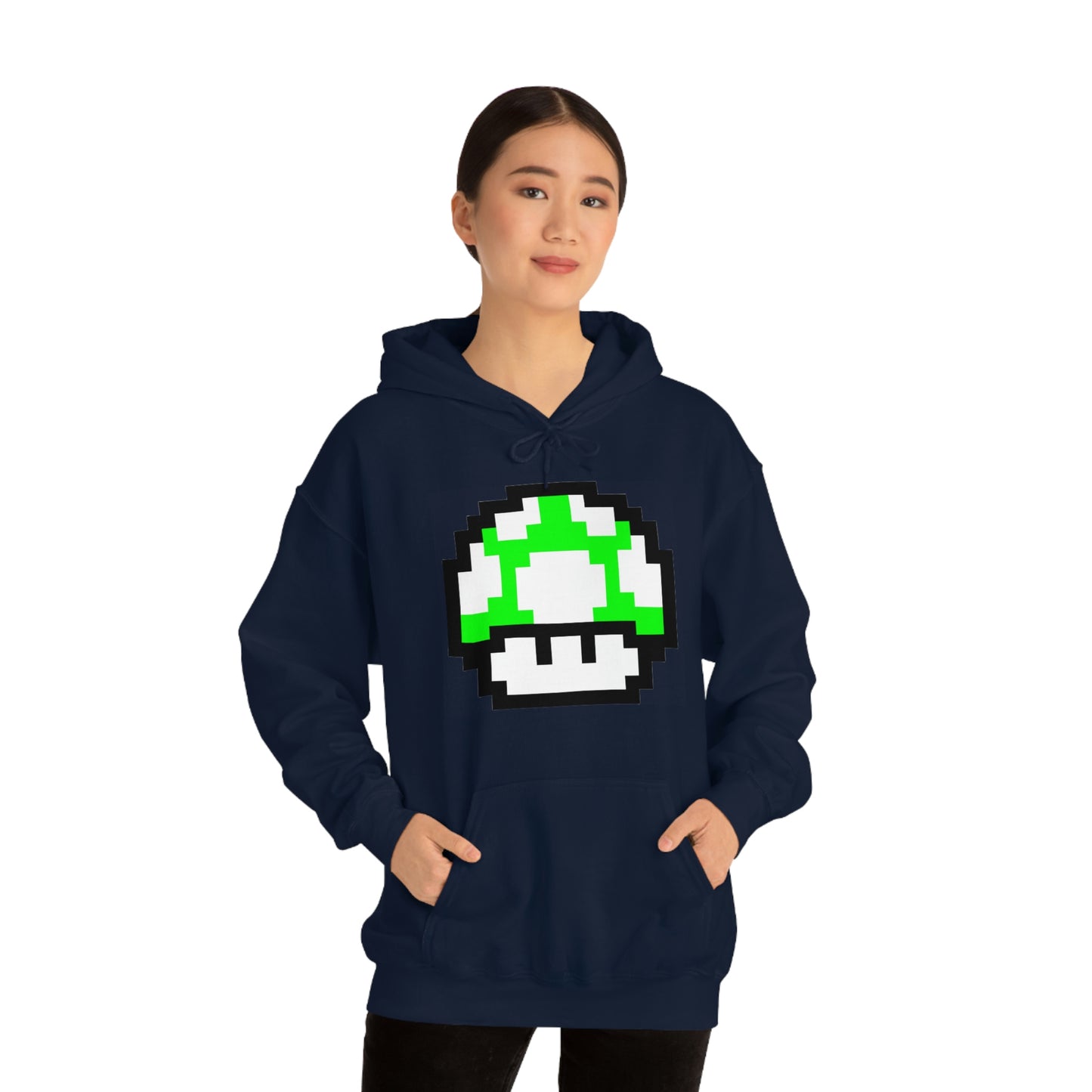 Mushroom 1UP 8 Bit Retro Style Unisex Hooded Sweatshirt