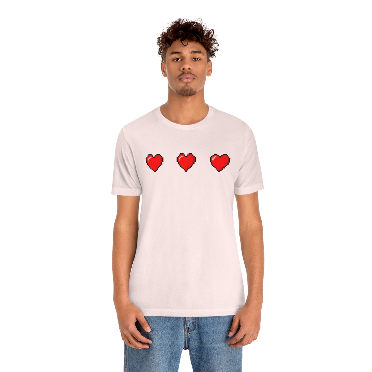 Hearts 8 Bit Style Unisex Jersey Short Sleeve Tee