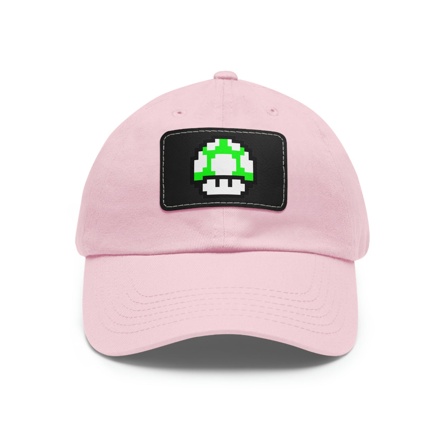 Mushroom 1 UP 8 Bit Style Dad Hat with Leather Patch