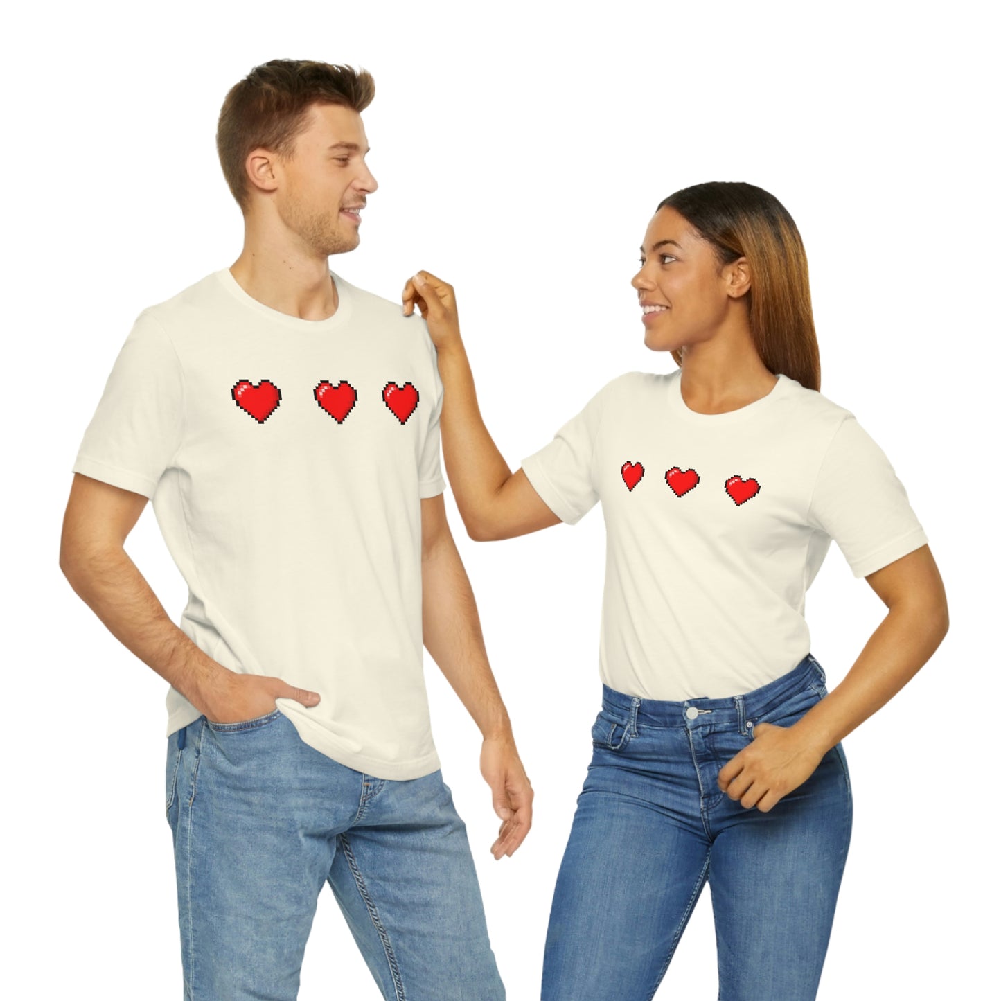 Hearts 8 Bit Style Unisex Jersey Short Sleeve Tee