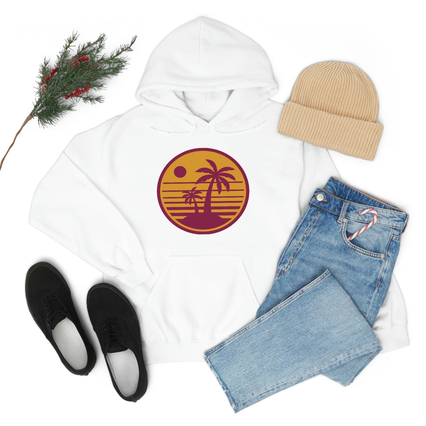 Retro Sunset Beach Unisex Hooded Sweatshirt