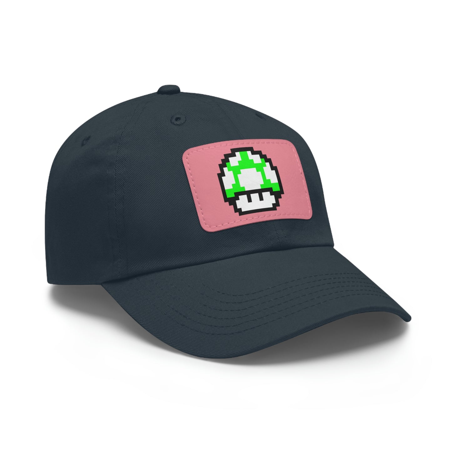 Mushroom 1 UP 8 Bit Style Dad Hat with Leather Patch