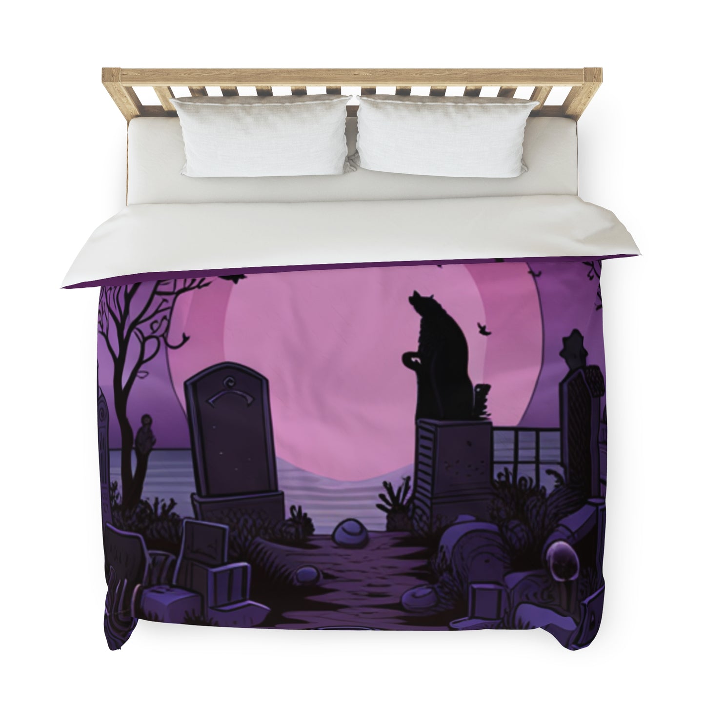 Purple Spooky Beach Piano Duvet Cover