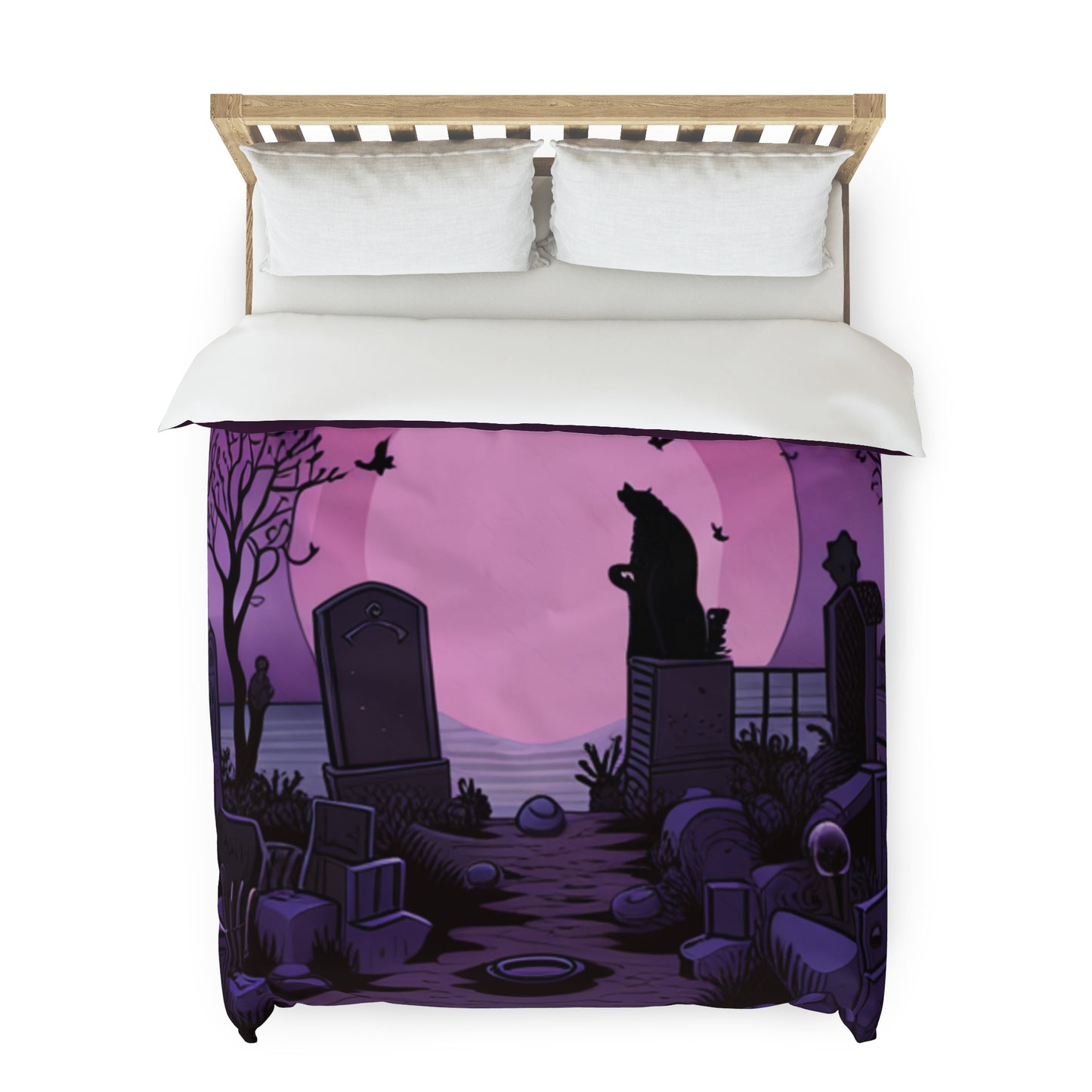 Purple Spooky Beach Piano Duvet Cover