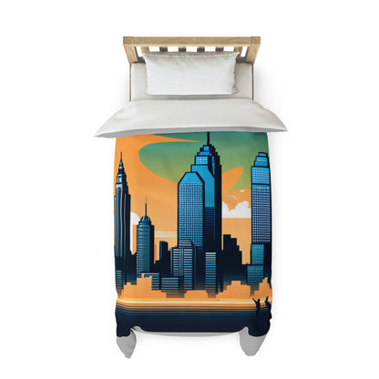 City 8 Bit Background Duvet Cover