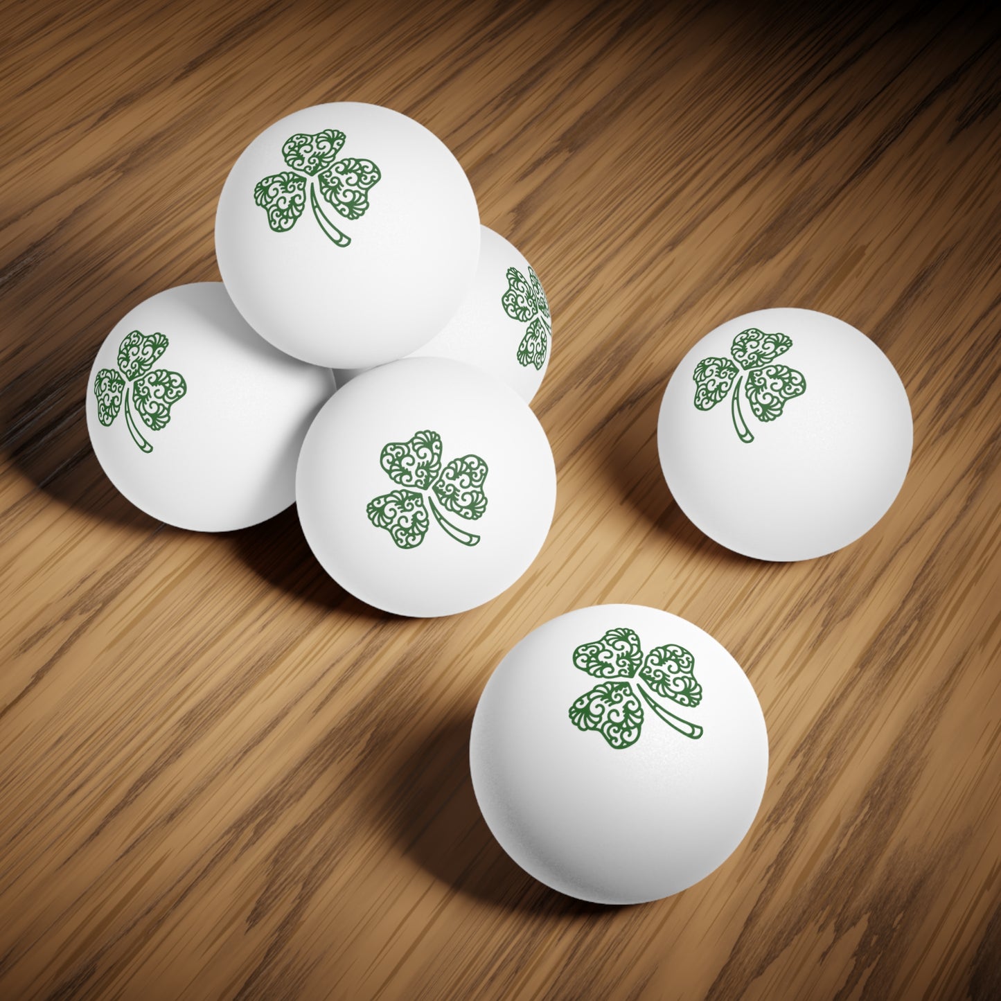 3 Leaf Clover Ping Pong Balls, 6 pcs