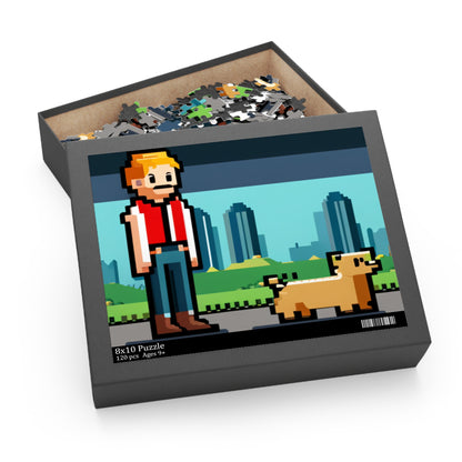 Man and His Dog 8 Bit Style Puzzle (120, 252, 500-Piece)