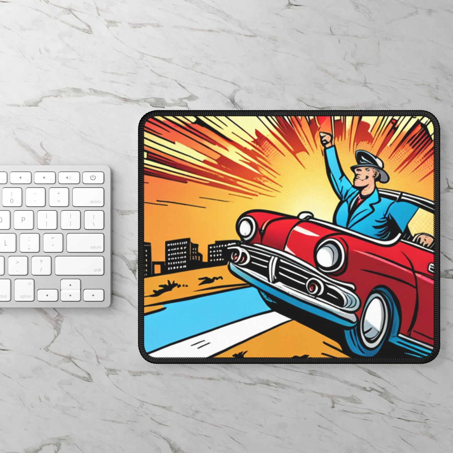 Classic Car Coty Background Gaming Mouse Pad