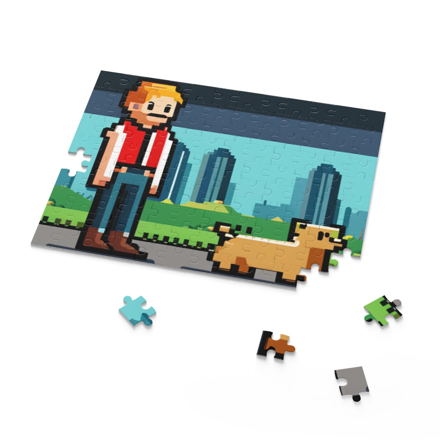 Man and His Dog 8 Bit Style Puzzle (120, 252, 500-Piece)