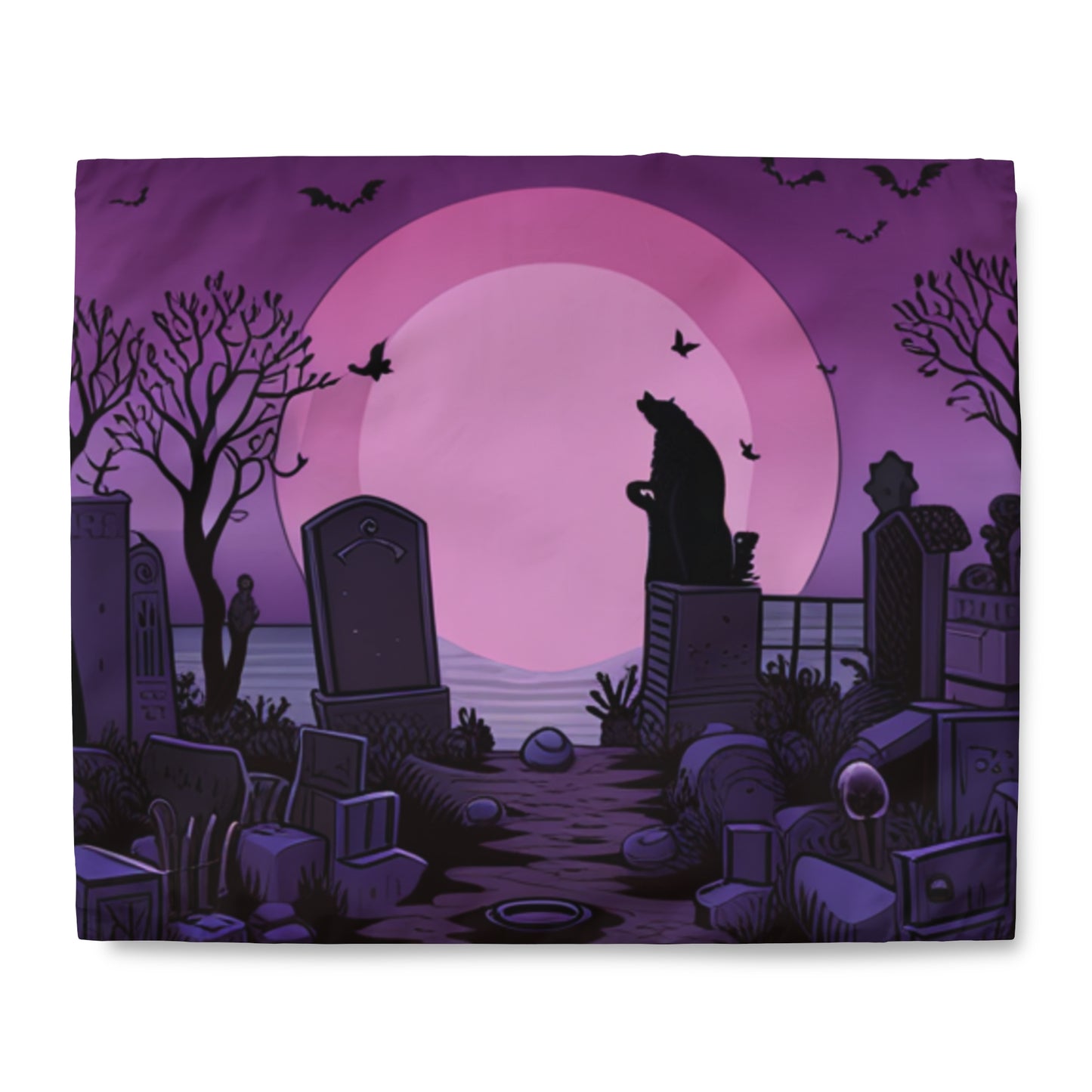 Purple Spooky Beach Piano Duvet Cover