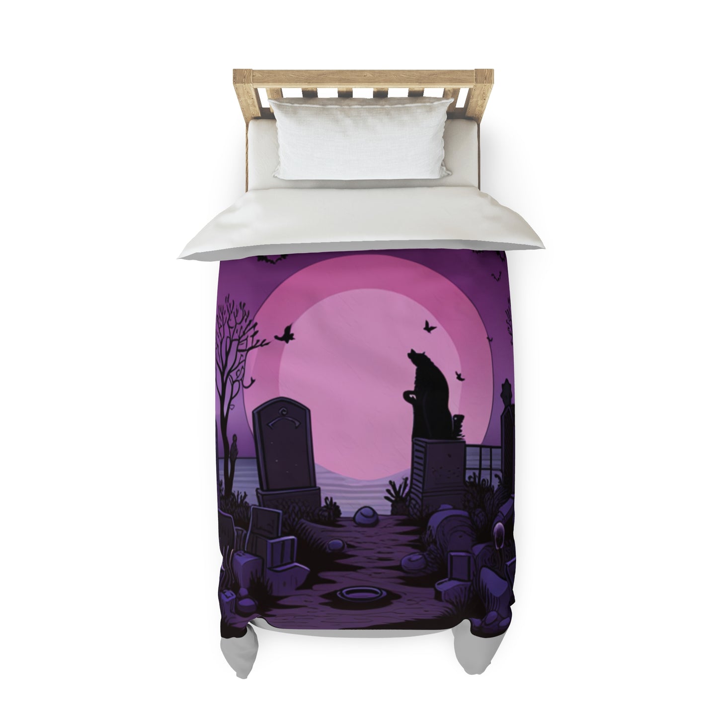 Purple Spooky Beach Piano Duvet Cover