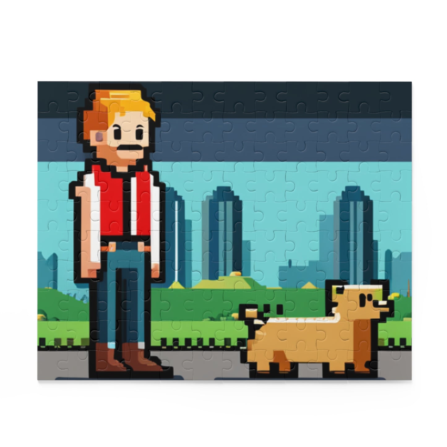 Man and His Dog 8 Bit Style Puzzle (120, 252, 500-Piece)