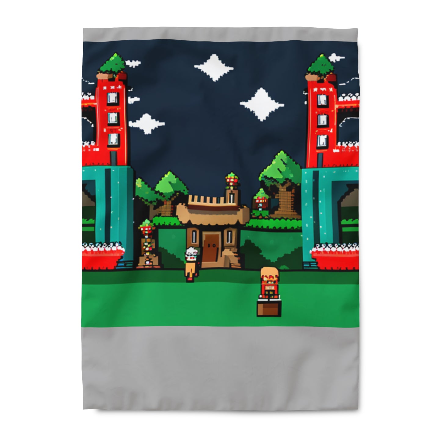 8 Bit Style Platformer Pattern Duvet Cover