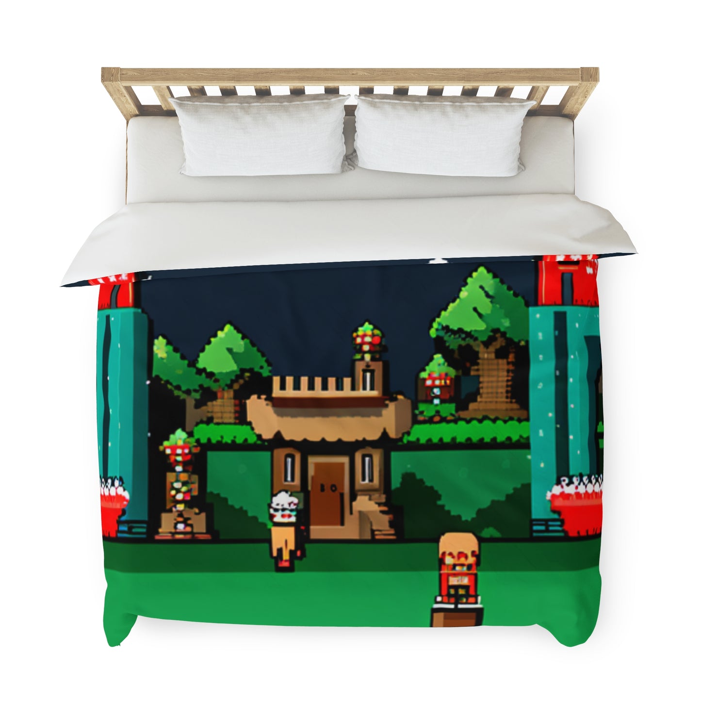 8 Bit Style Platformer Pattern Duvet Cover