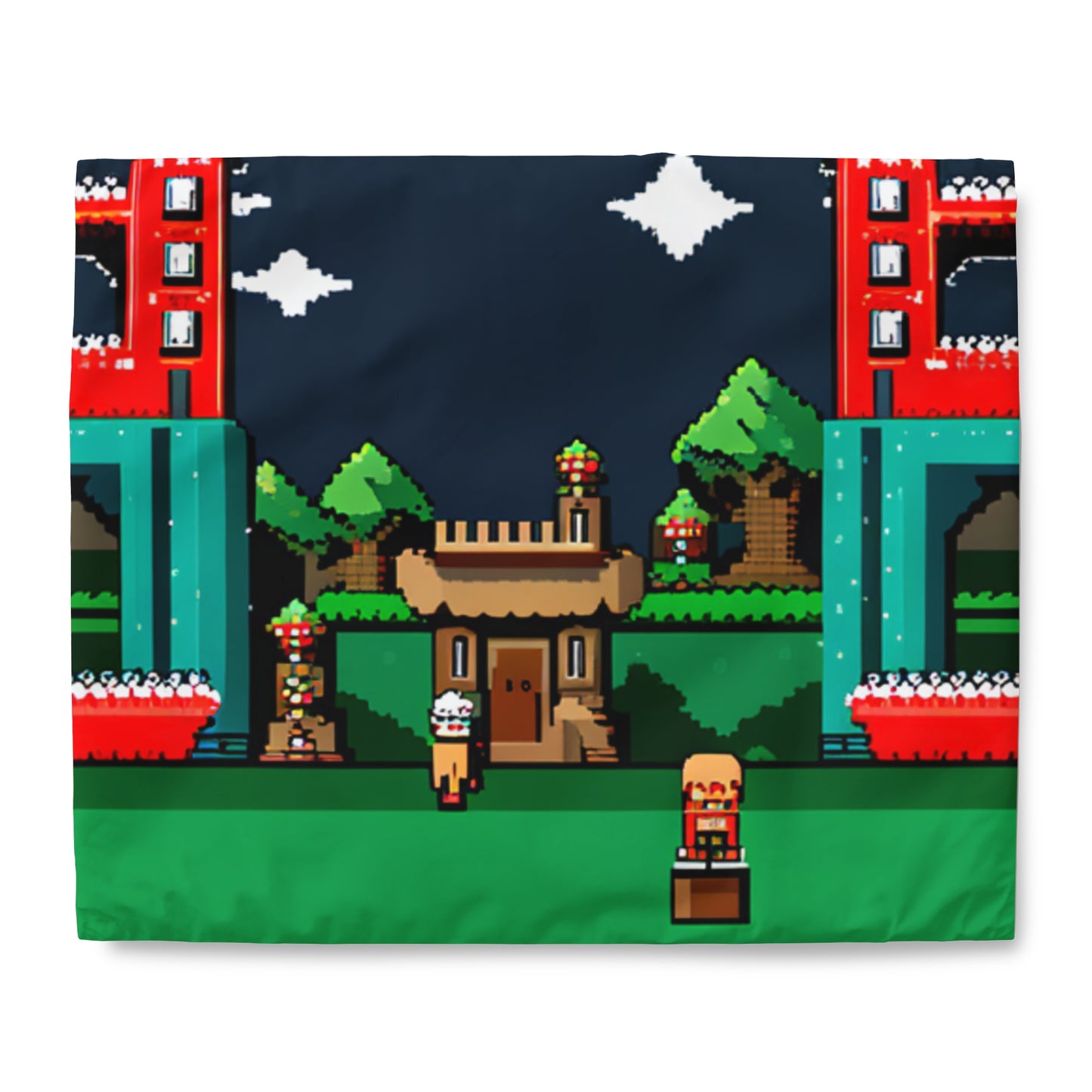 8 Bit Style Platformer Pattern Duvet Cover