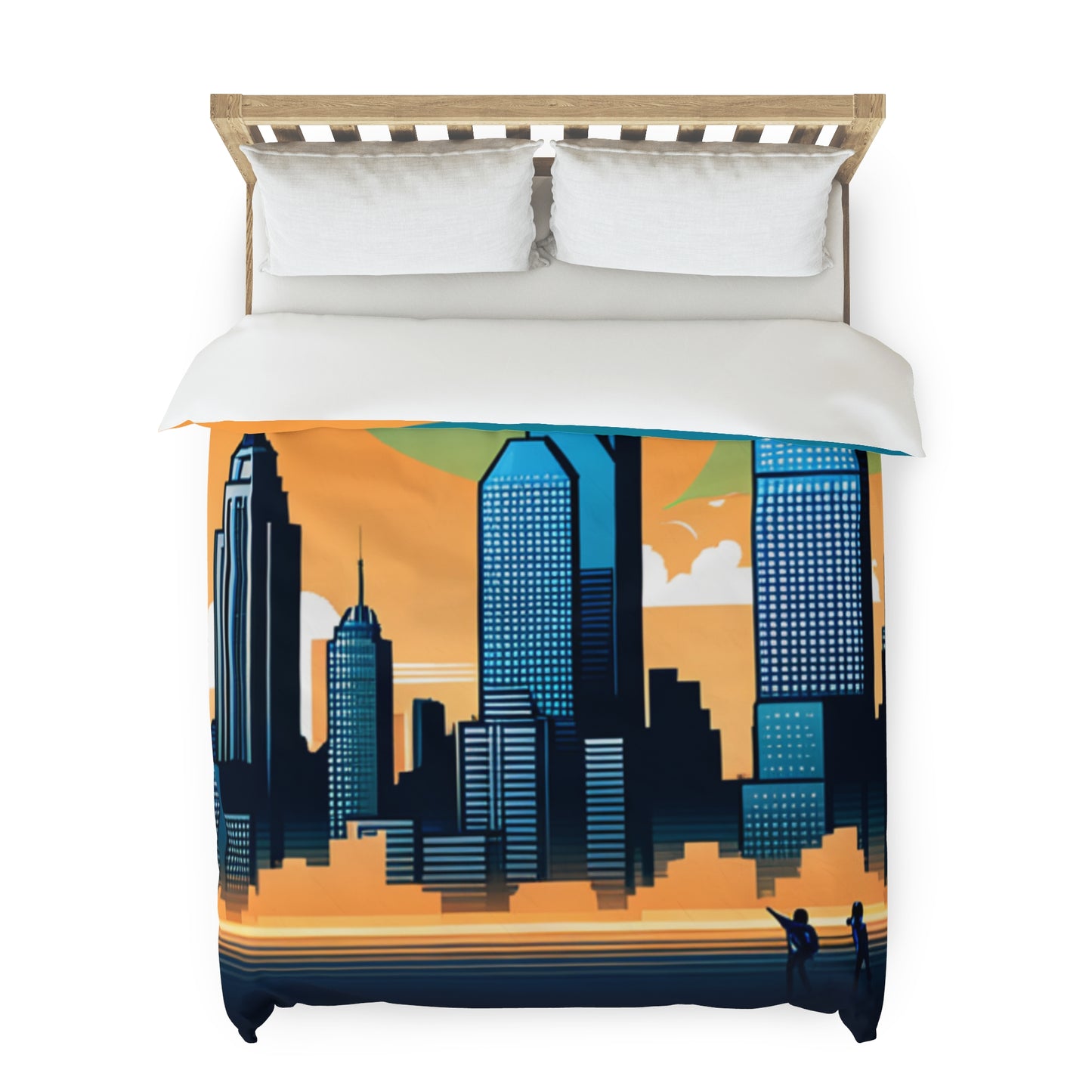 City 8 Bit Background Duvet Cover