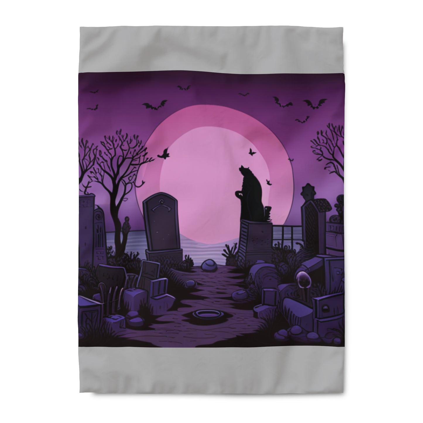 Purple Spooky Beach Piano Duvet Cover