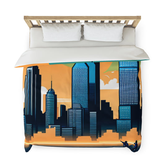 City 8 Bit Background Duvet Cover