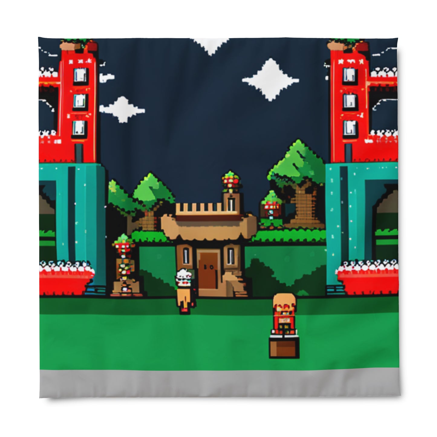 8 Bit Style Platformer Pattern Duvet Cover