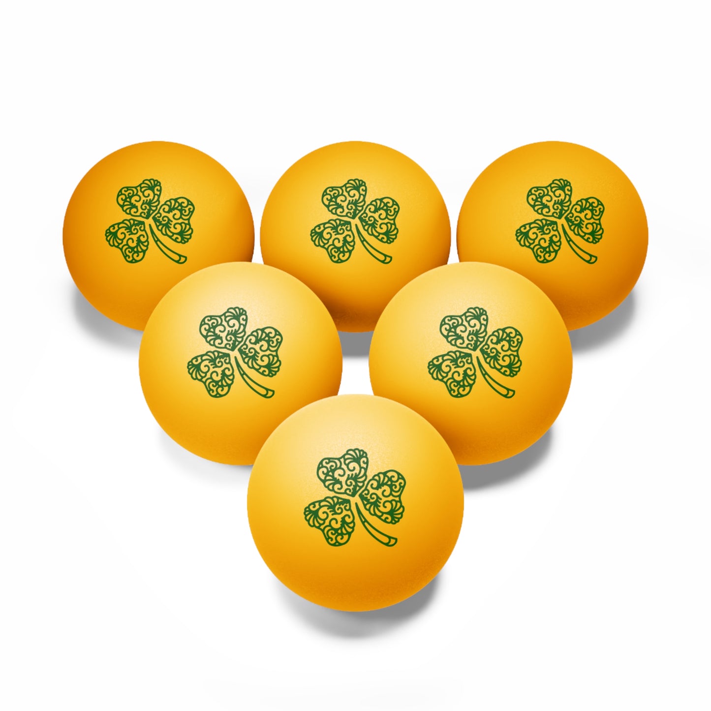 3 Leaf Clover Ping Pong Balls, 6 pcs