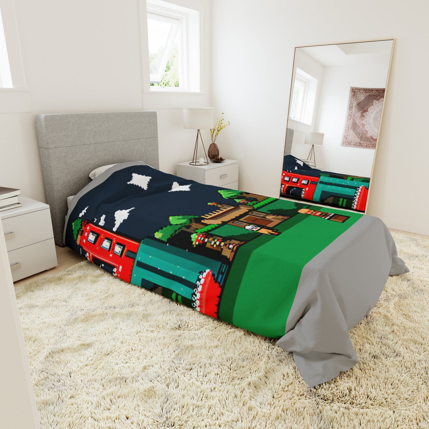 8 Bit Style Platformer Pattern Duvet Cover