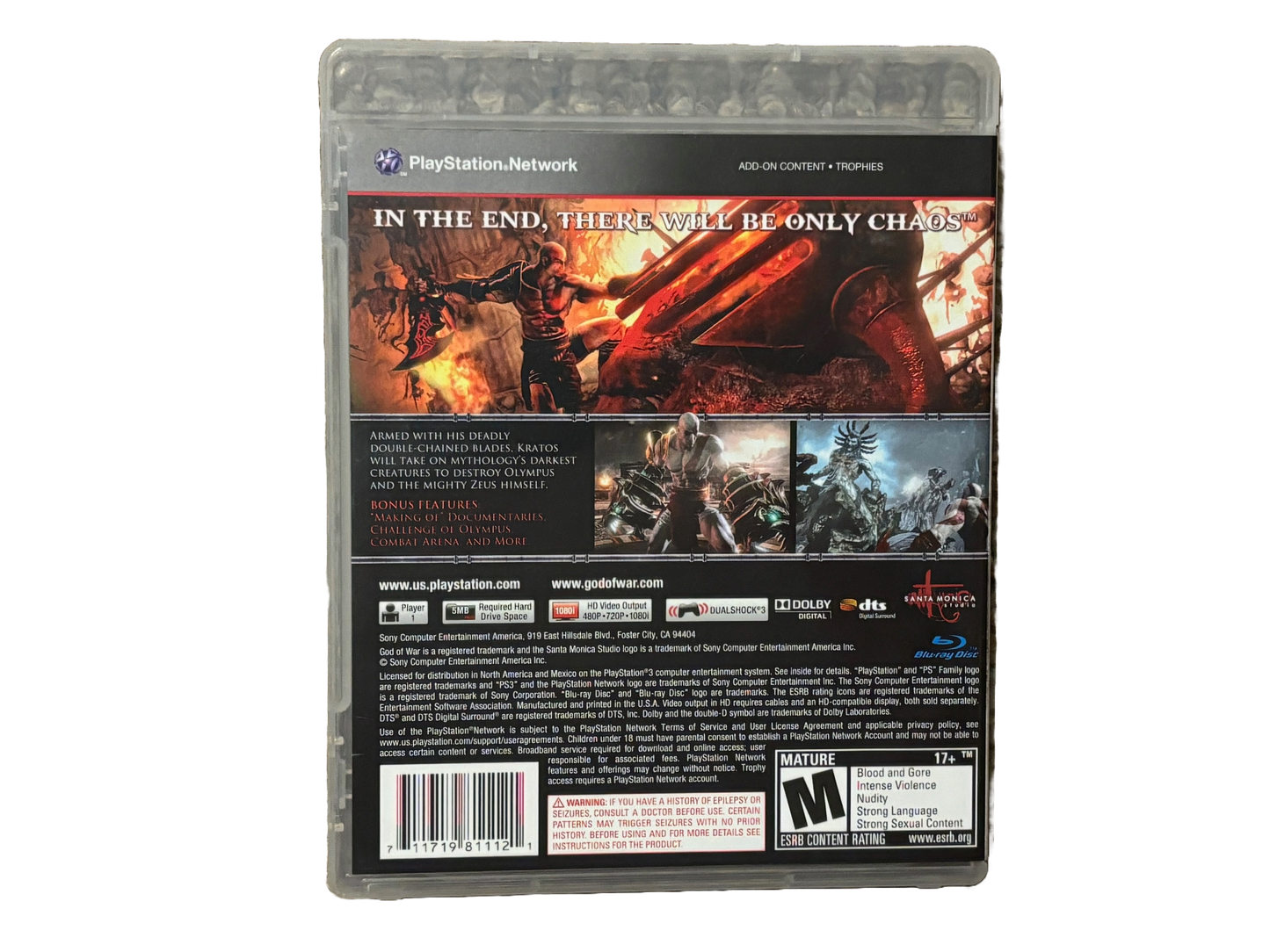 God of War II Sony PlayStation 3 PS3 Game. Complete.