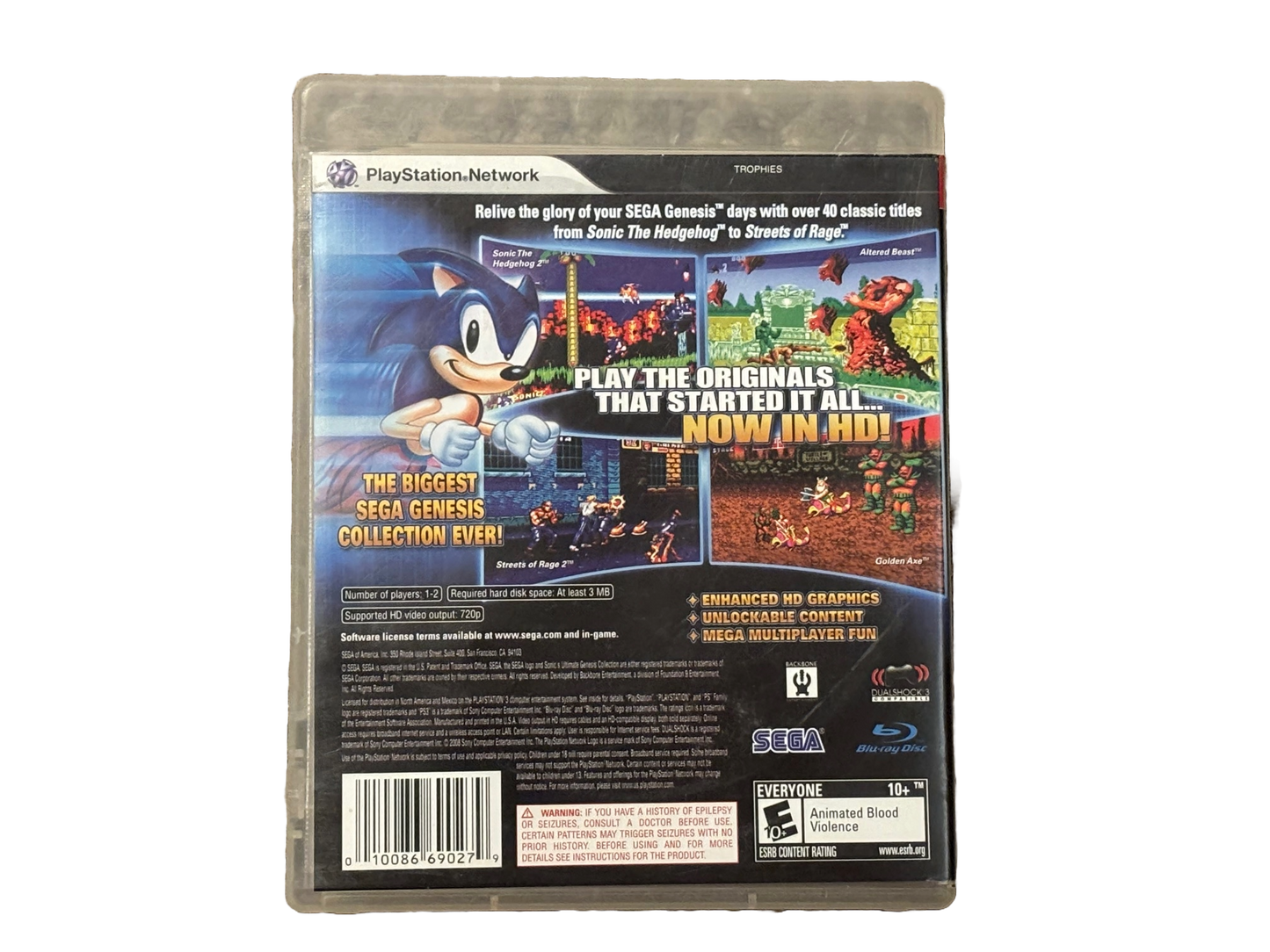 Sonic's Ultimate Genesis Collection Sony PlayStation 3 PS3 Game