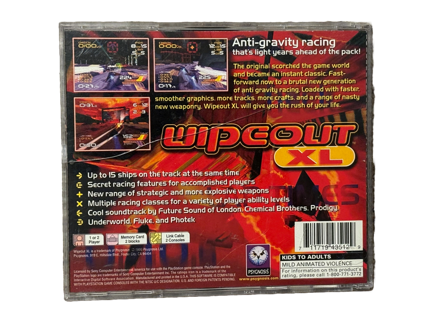 Wipe Out XL Sony PlayStation PS1 Complete