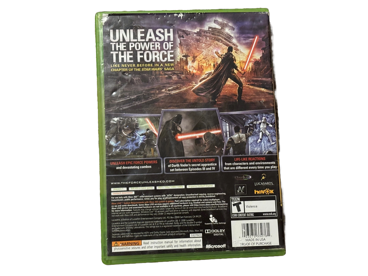 Star Wars The Force Unleashed Xbox 360. Complete.