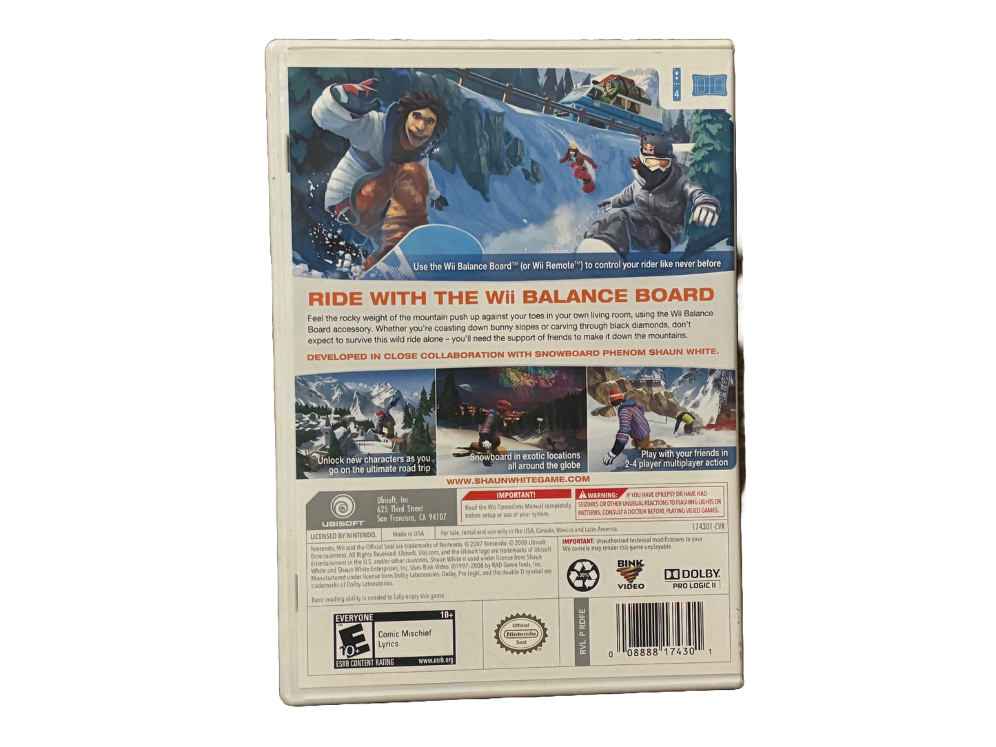 Shaun White Snowboarding Road Trip Nintendo Wii Complete