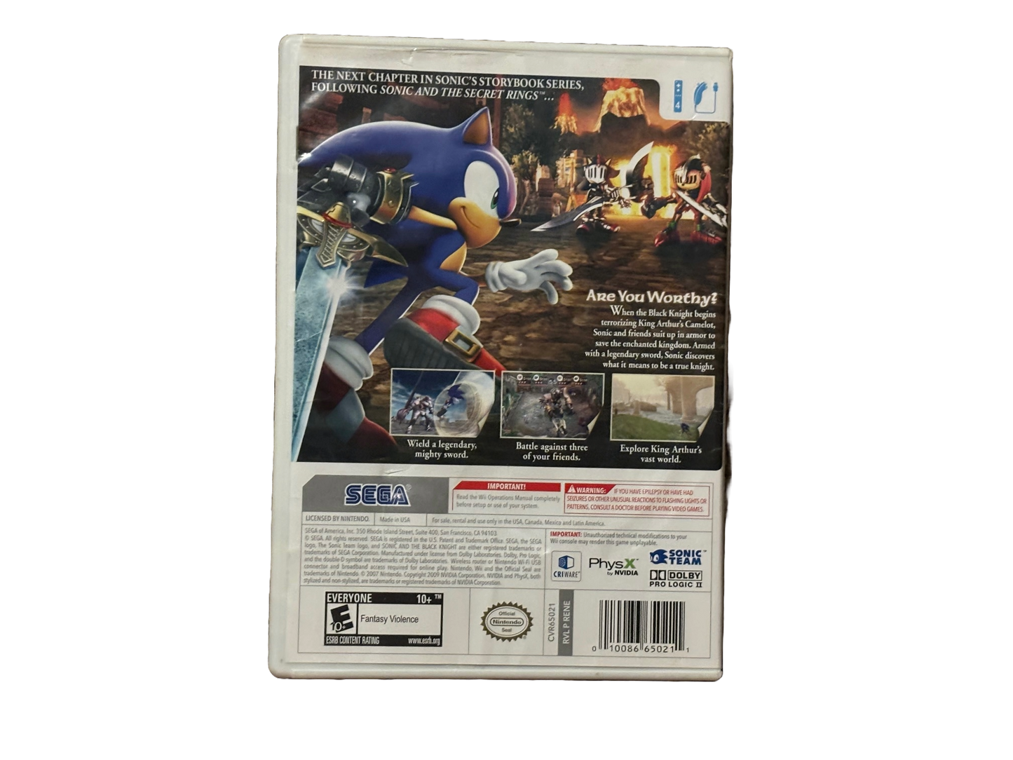 Sonic and the Black Knight Nintendo Wii Complete