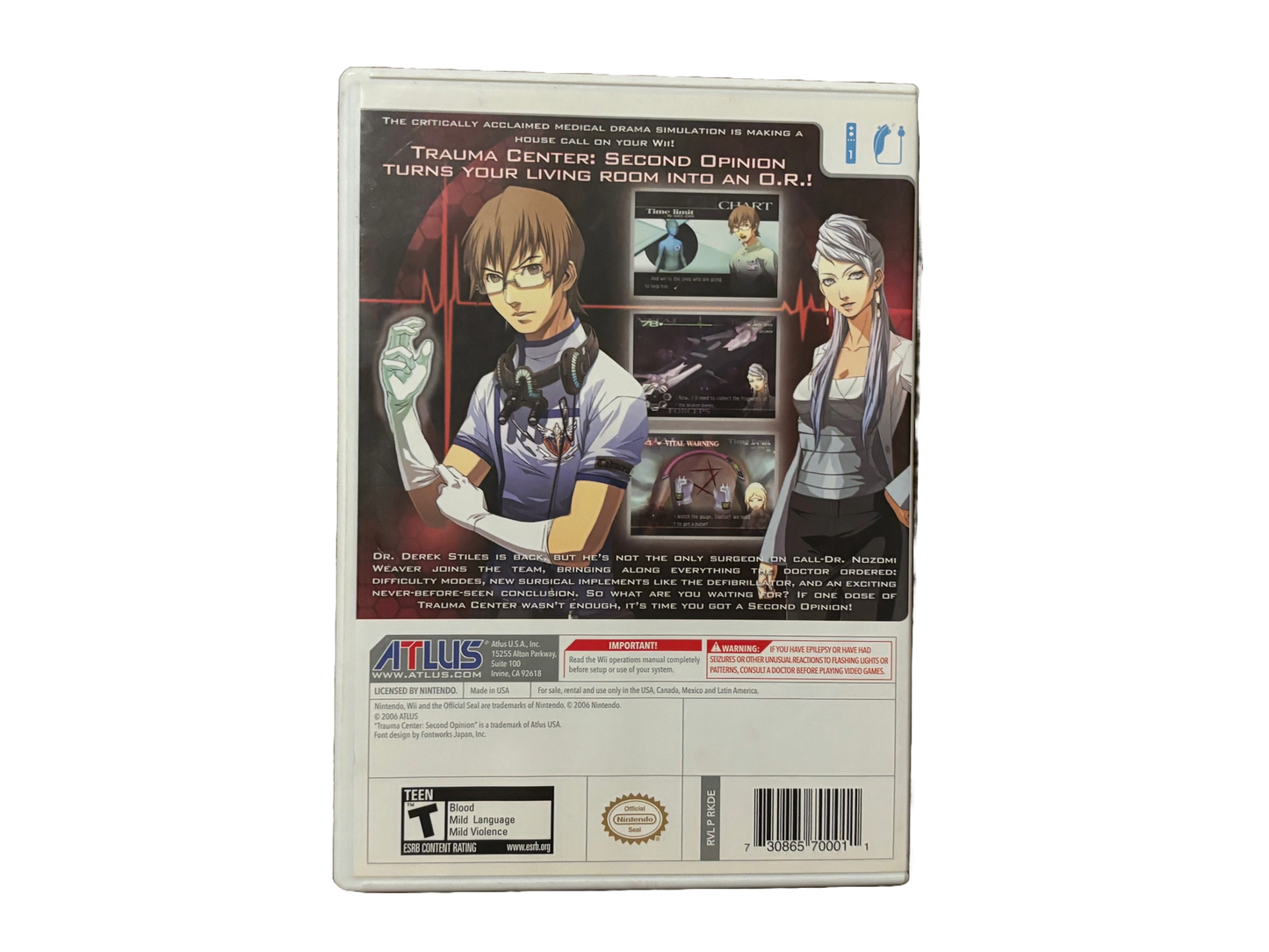 Trauma Center Second Opinion Nintendo Wii Complete