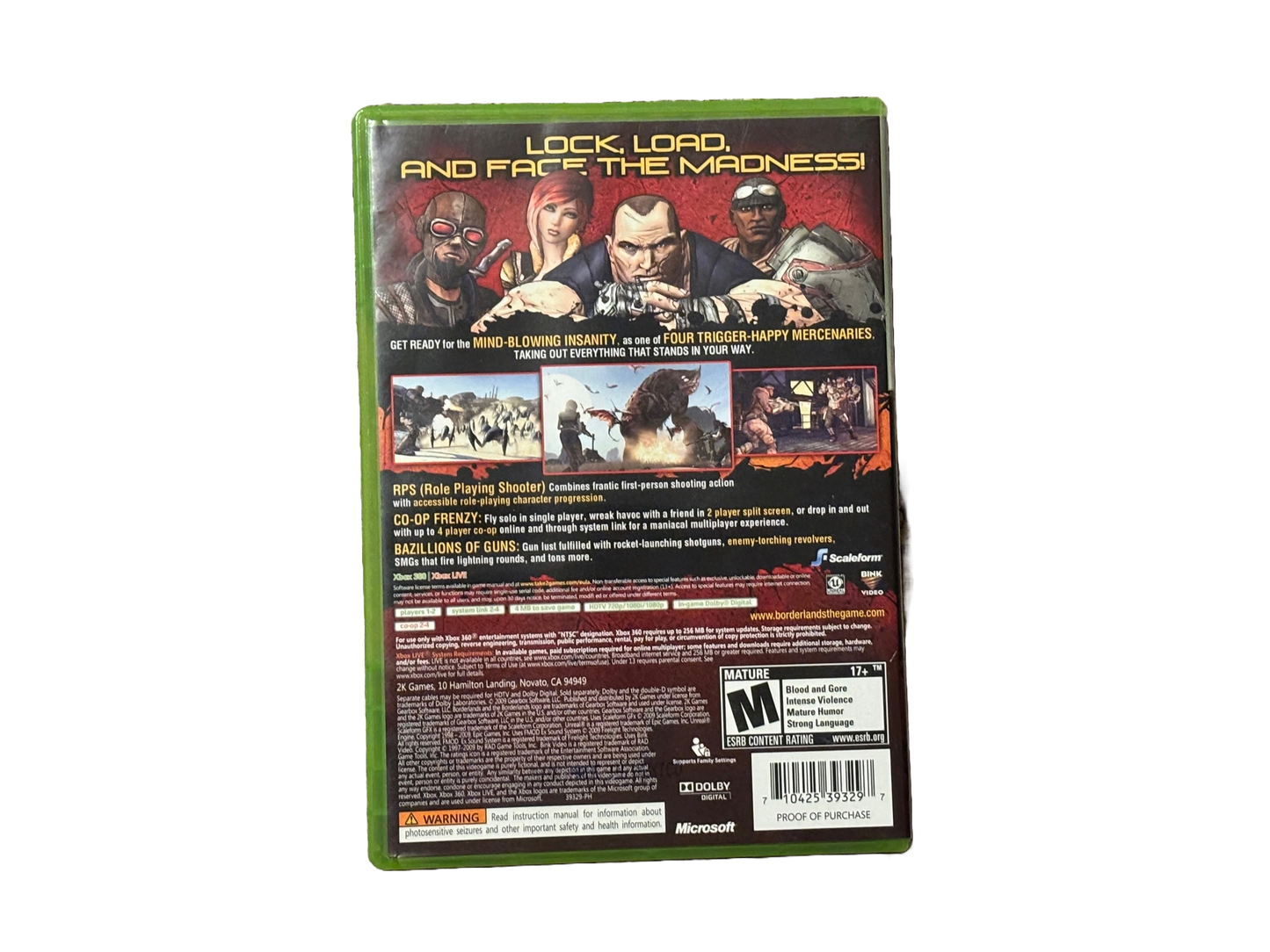 Borderlands Platinum Hits Microsoft Xbox 360 Video Game. Complete.