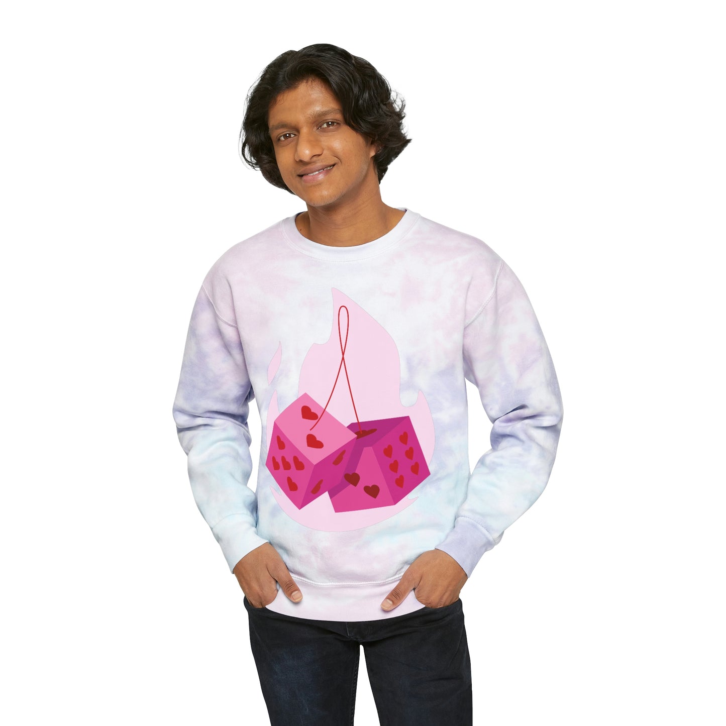 Dice Hearts Style Unisex Tie-Dye Sweatshirt