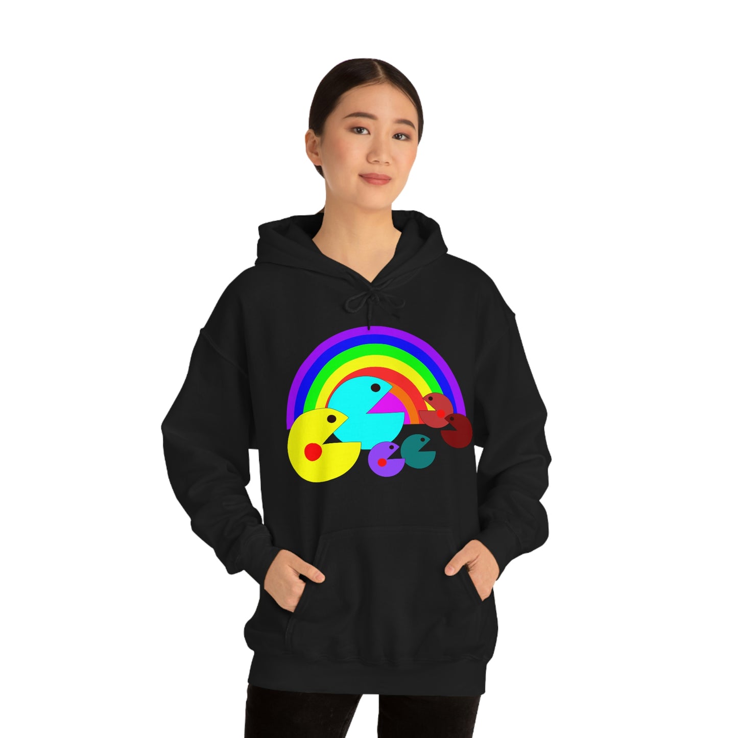 Pac Man Style Ranbow Unisex Hooded Sweatshirt