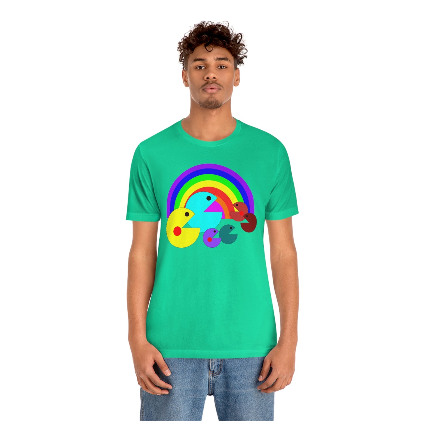 Pac Man Style Rainbow Unisex Jersey Short Sleeve Tee