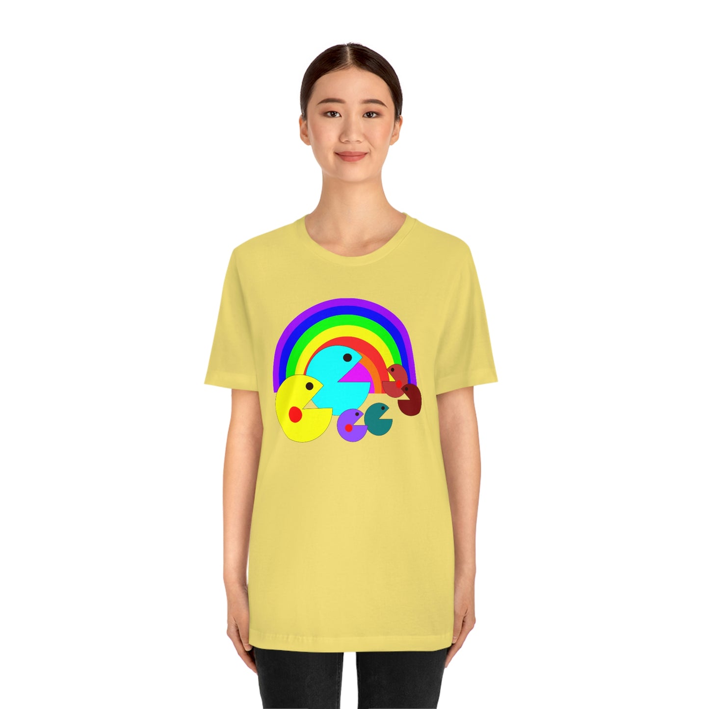 Pac Man Style Rainbow Unisex Jersey Short Sleeve Tee