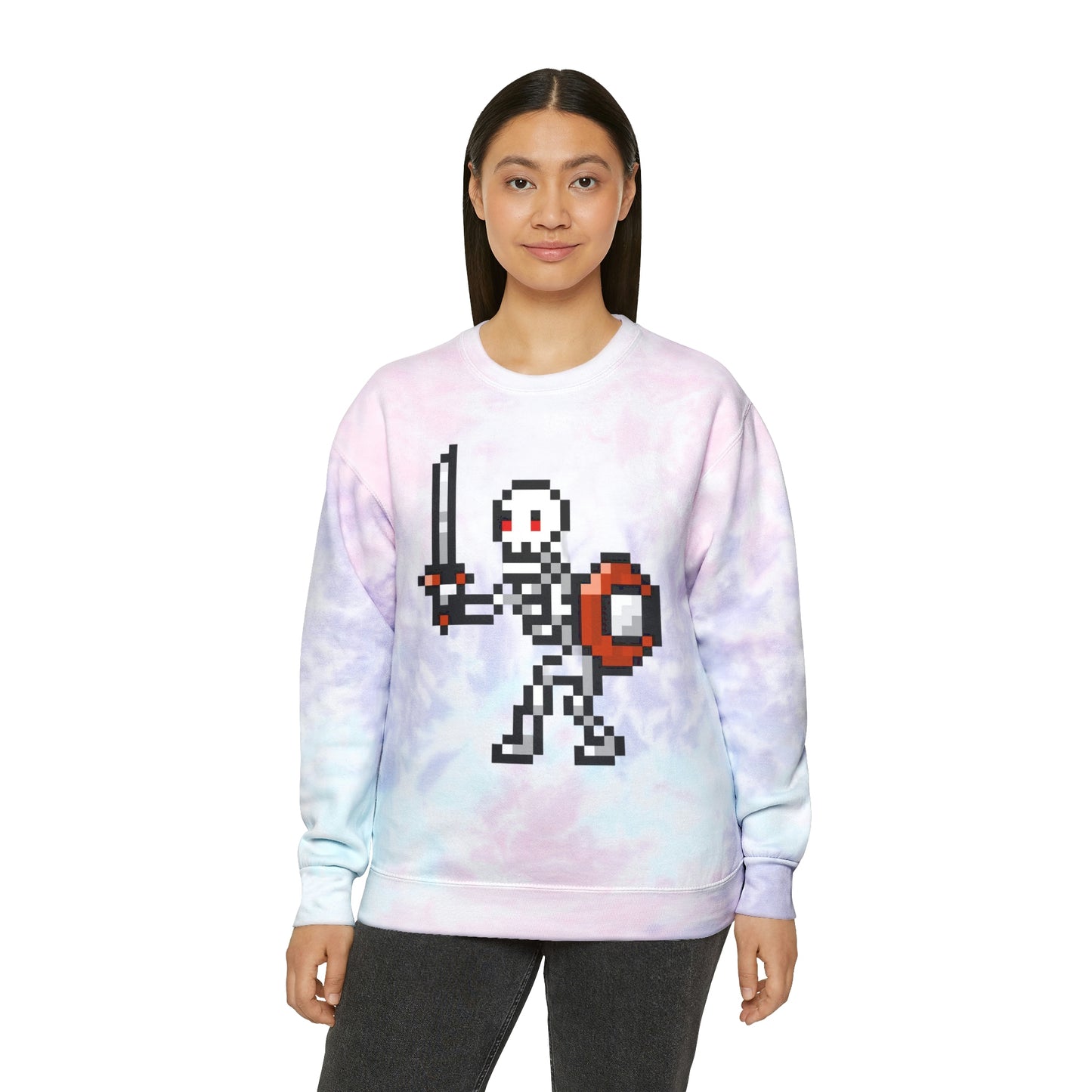 Skeleton 8 Bit Retro Style Unisex Tie-Dye Sweatshirt