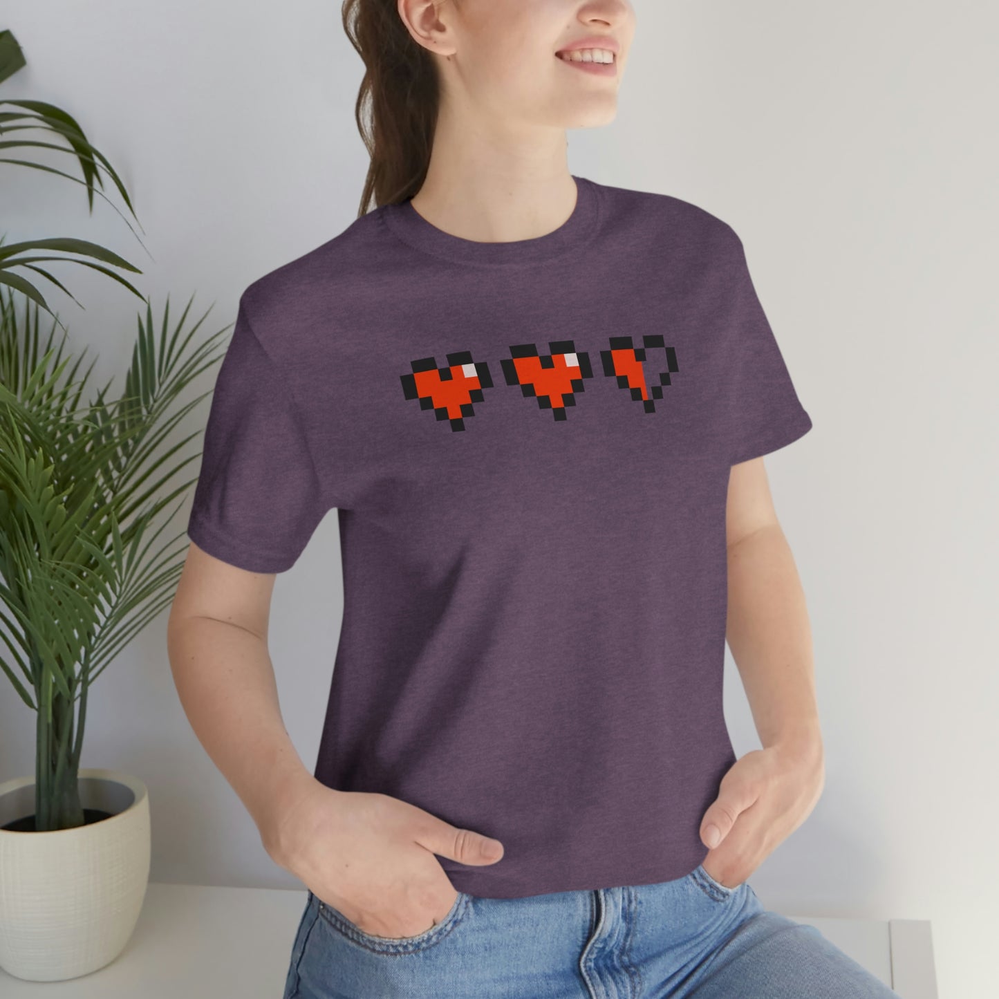 Hearts 2 1/2 8 Bit Style Unisex Jersey Short Sleeve Tee